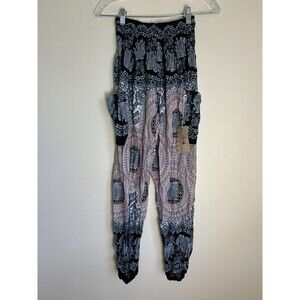 The Elephant Pants Small S Palazzo Lounge Ethnic Tribal Cargo Wide Leg Viscose